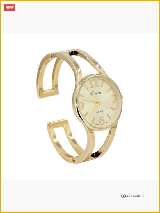 Elegant Analog Quartz Watch 33mm Metal Cuff Bangle Design Adjustable main image 5